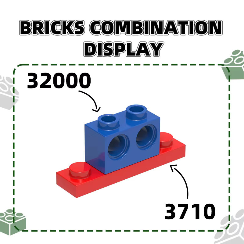 Moc Bausteine 1x2 mit 2-Loch, 140-teiliges Set, Grau, Bunt / Mehrfarbig - Bild 2