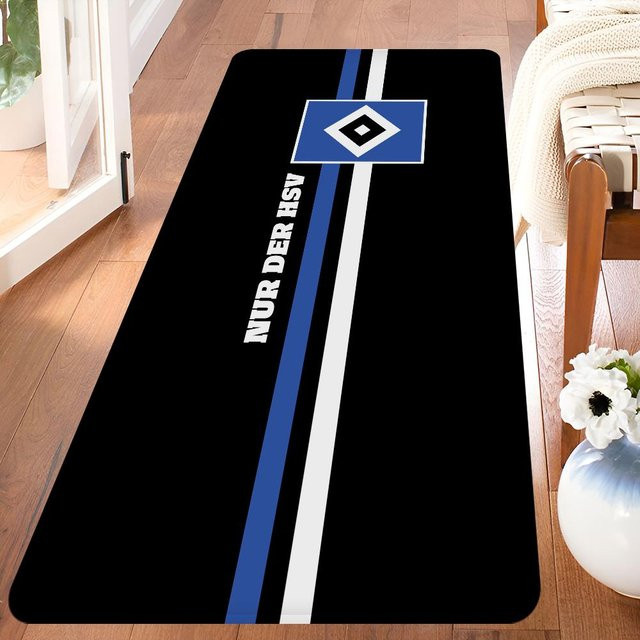 Hamburger SV Team Rutschfester Teppich aus Polyester, Schwarz, B/H: 60 x 40 cm - Bild 1