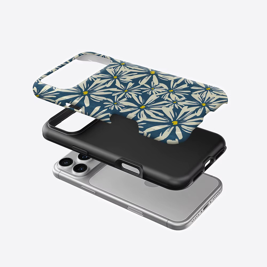 Aurea Case Matte Bumper MagSafe Hülle mit blauem Gänseblümchen-Print für iPhone 17 16 15 14 13 Pro Max stoßfest - Bild 2