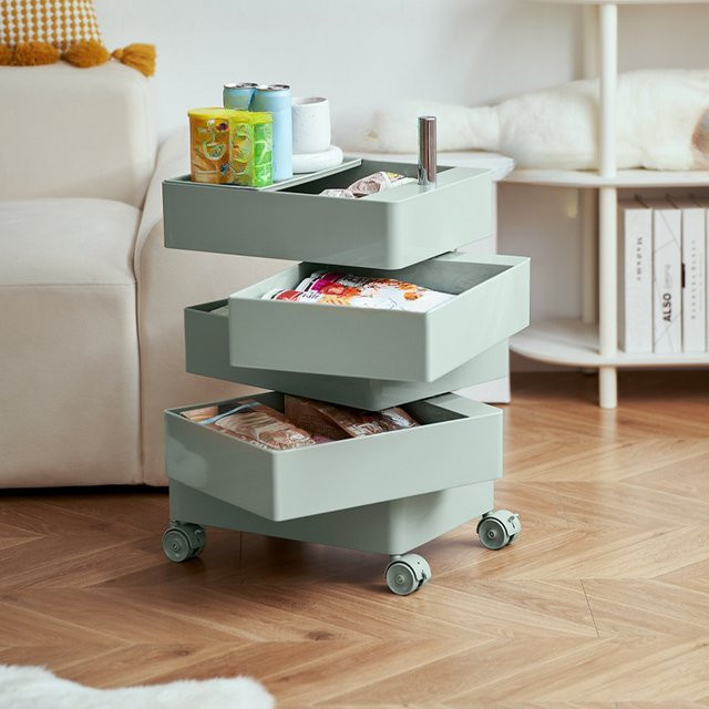 LIUSHADUOLA Drehbarer Aufbewahrungsschrank in Grün mit Rollen für Schlafzimmer und Wohnzimmer - Bild 1
