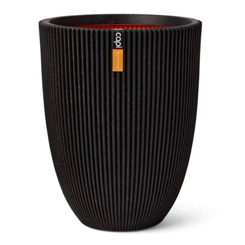 Capi Vase Groove Elegant Schwarz Keramik gestreift B: 46 cm, H: 58 cm - Bild 2
