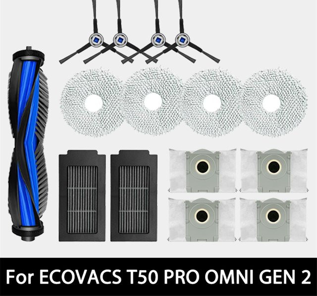 Ecovacs Zubehör-Set für T50 PRO OMNI GEN 2 Roboterstaubsauger mit Hauptbürsten, Seitenbürsten, Wischtüchern, HEPA-Filtern und Staubbeuteln in Multicolor - Bild 1