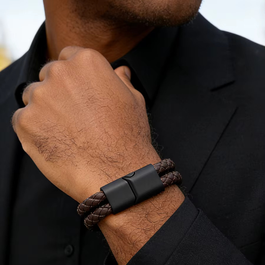 Armband Noter, Leder, Schwarz, Herren - Bild 1