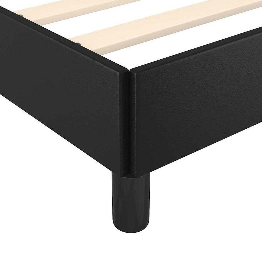 vidaXL Bettgestell mit Kopfteil in Schwarz aus Kunstleder, B/T/H: 90 x 190 cm - Bild 4