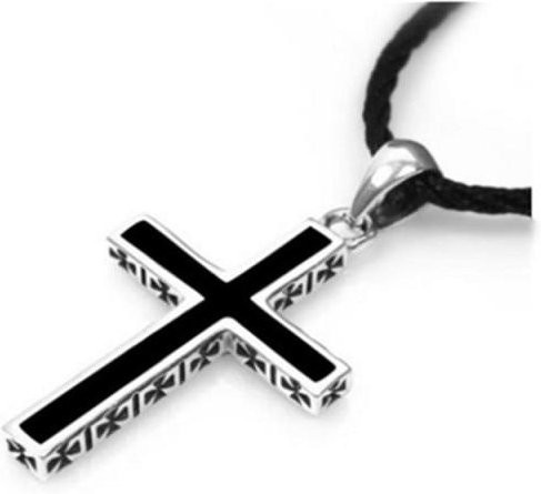 Allbestart Halskette, Kreuz Anhänger, 925 Silber, Schwarz, Unisex - Bild 1