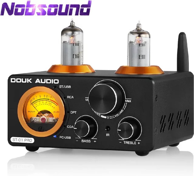 Nobsound HiFi Bluetooth 5.0 Vakuumröhrenverstärker mit VU-Messgerät, USB DAC Stereoempfänger, COAX/OPT Digitalverstärker, Schwarz - Bild 1