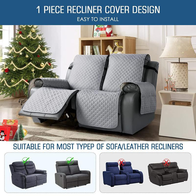 Rutschfester 2-Sitzer Relaxsesselbezug in Braun, wendbarer und gesteppter Sofa Überwurf aus Polyester-Elasthan - Bild 3