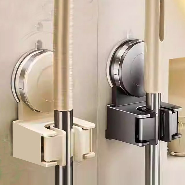 YUNJIEYA Saugnapf-Wandhalterung für Mopp und Besen, perforationsfreier Vakuum-Halter ohne Bohren - Bild 1