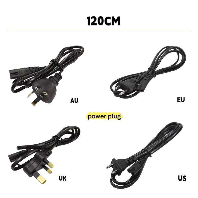 HONGPOE Netzkabel mit 2-Pin-Stecker in Schwarz, 1,2 m Länge für Fernseher, Drucker und Laptops - Bild 2