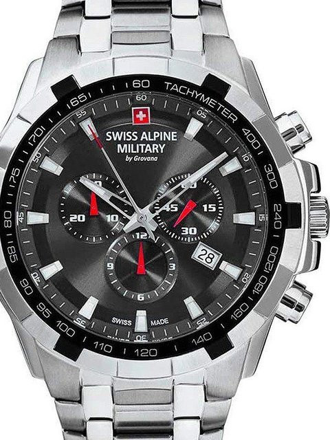 Swiss Alpine Military Chronograph, Quarz, Edelstahl, Saphirglas, 46 mm, Herren - Bild 1