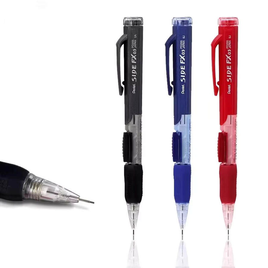 Pentel Druckbleistifte PD255 Set, 3 Stück, 0,5 mm, Multicolor, mit seitlicher Druckmine zum Schreiben und Zeichnen - Bild 7