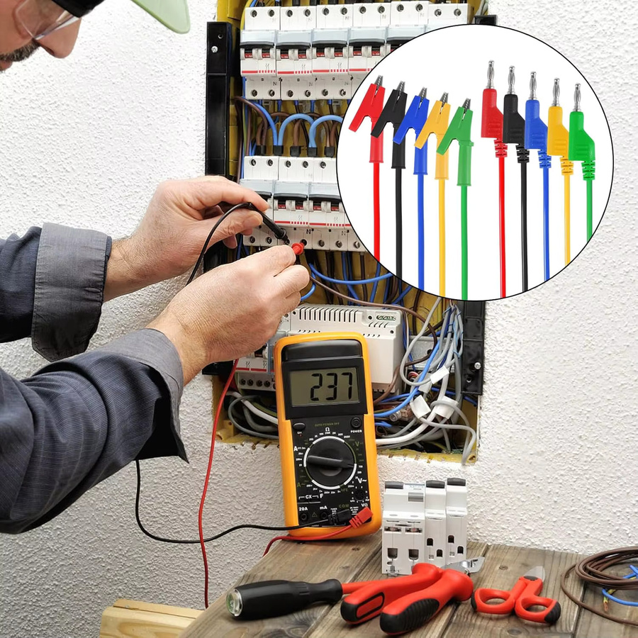 AOKIN Multimeter-Bananenstecker mit Krokodilklemmen und Prüfspitzen, 5 Stück, 4 mm, bunt, Silikon - Bild 3