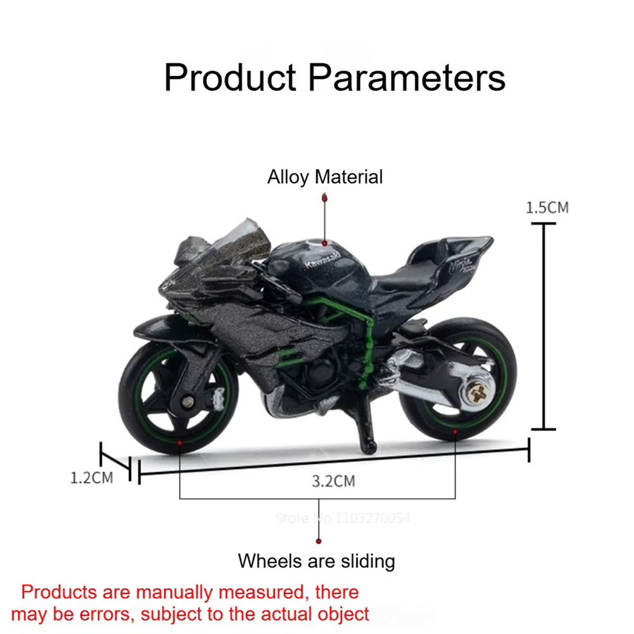 MAKEDA Kawasaki H2R Miniatur-Motorrad, 1:64, Metall, Schwarz, ab 14 Jahren - Bild 2