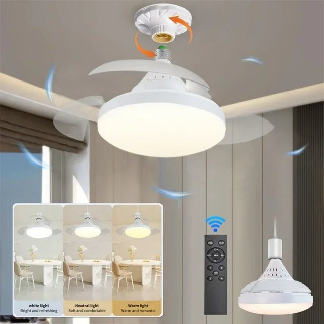 JOYINLED Deckenventilator mit LED-Beleuchtung in Weiß, moderner minimalistischer Stil mit Fernbedienung und geräuscharmem Betrieb - Bild 1