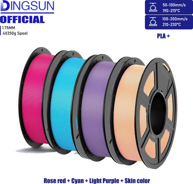 DINGSUN 3D-Drucker-Filament PLA Rot, Durchmesser: 1,75 mm, Maßgenauigkeit +/- 0,02 mm für FDM-Drucker - Bild 1