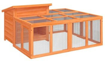 VidaXL Kaninchenstall aus Kiefernholz in Braun, wetterfest, B/T/H: 123 x 144 x 67,5 cm