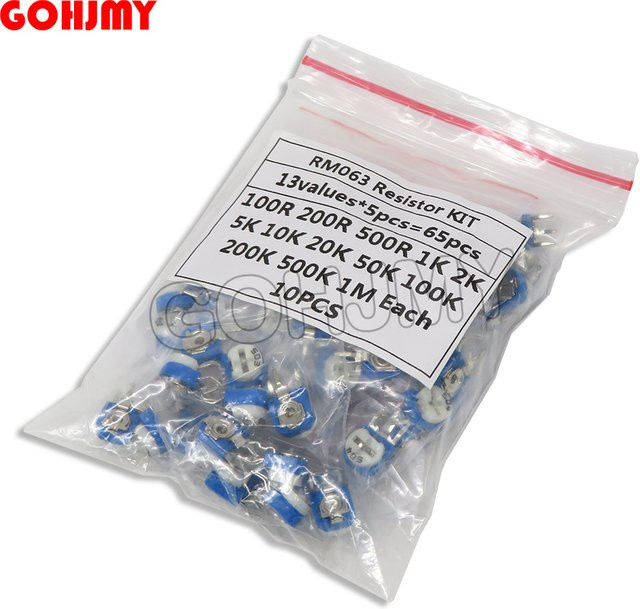 GOHJMY RM063 Trimmer Potentiometer Set mit 65 Stück, Einstellbare Variable Widerstände in Blau - Bild 1