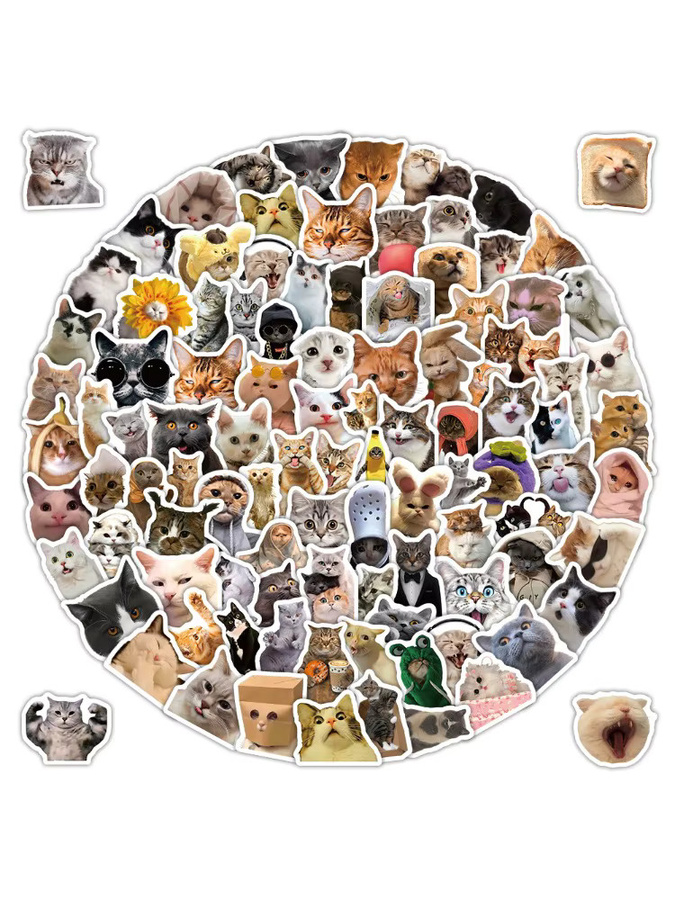 104-teiliges Set lustige Goofy-Katzen-Aufkleber in Multicolour von RecordingYourLife Store für DIY-Tagebücher, Handyhüllen und Wasserflaschen - Bild 5