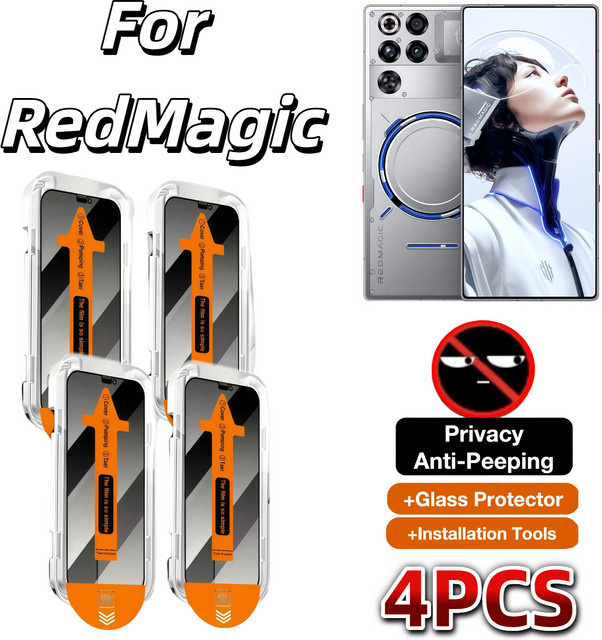 4er-Pack Sichtschutz aus gehärtetem Glas für ZTE Nubia RedMagic 8/8S/9/9S/10/10S/11 Pro, transparent, staubfrei und blasenfrei - Bild 1