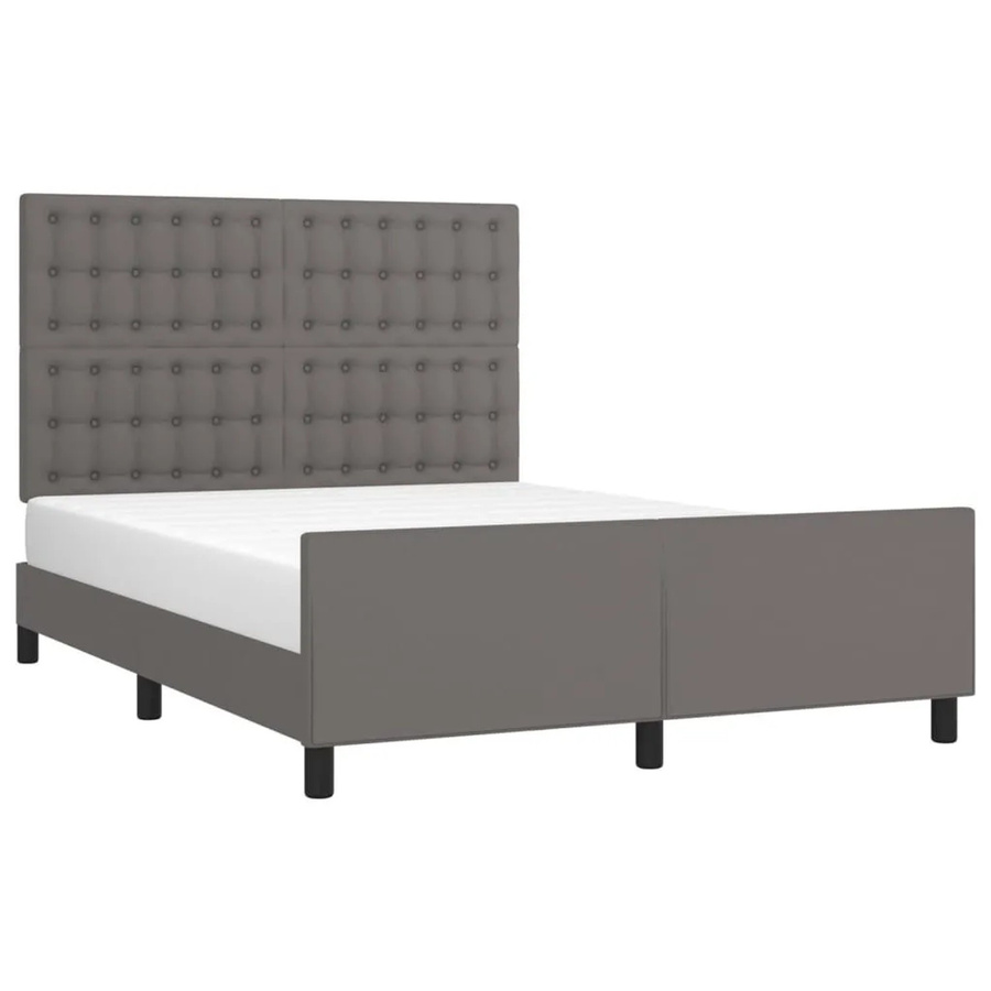 vidaXL Bettgestell mit Kopfteil aus Kunstleder in Grau, B/T/H: 140 x 200 x 146 cm - Bild 2