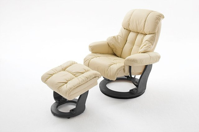 iNNoSeat by MCA + CALGARY Relaxer mit Hocker aus Rindsleder und PVC in Beige und Schwarz - Bild 1