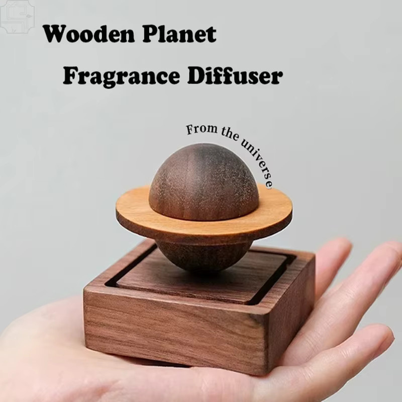XMSJ Holzduft-Diffuser in Jupiter-Form, braun, Tischdeko aus Holz - Bild 2