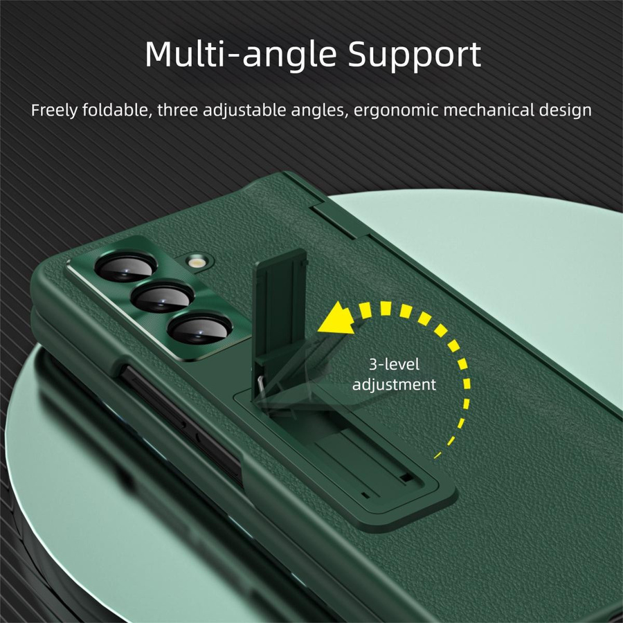 Leder Handyhülle für Samsung Galaxy Z Fold 7 6 5 4 3 mit magnetischem Scharnierständer und Spiegelfolie von YYC006 - Bild 3