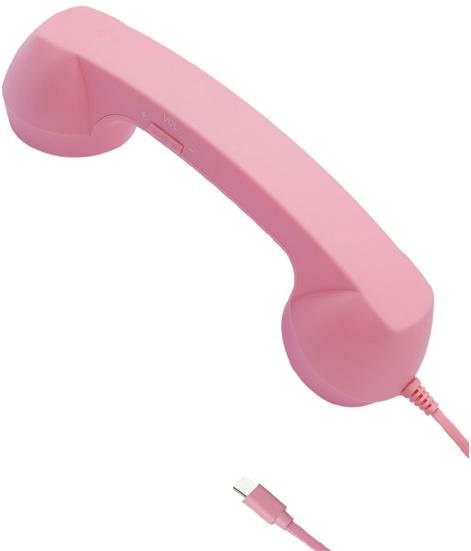 Retro Telefonhörer von Xuge als Smartphone Empfänger mit Mikrofon und Lautsprecher in Rosa mit USB-C und 3,5 mm Klinkenanschluss - Bild 1