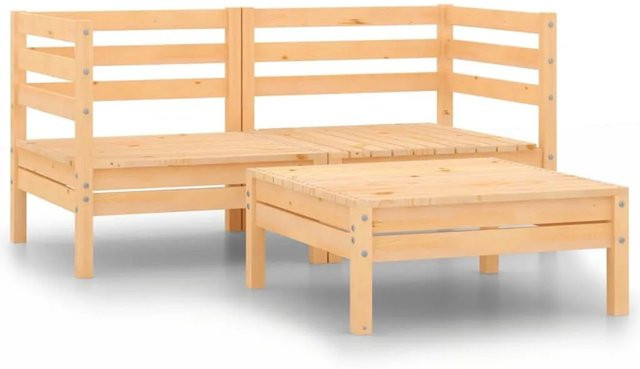 vidaXL 3-teiliges Garten-Lounge-Set aus Kiefer-Massivholz in Braun - Bild 1