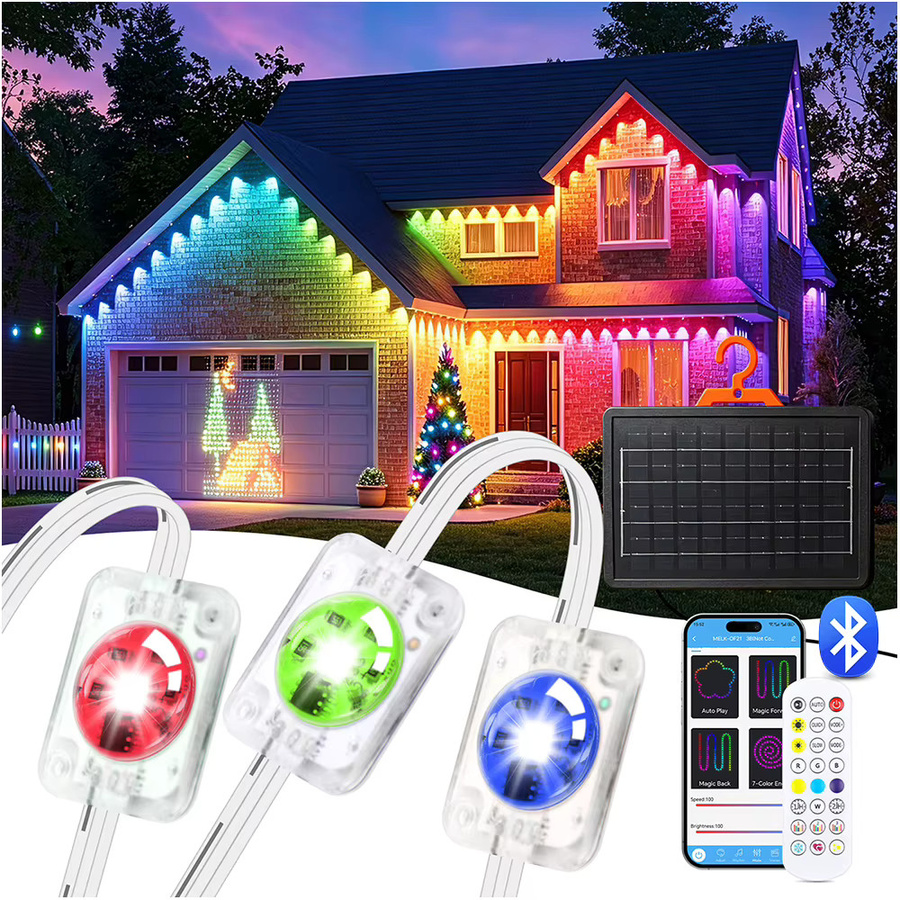 HAGAHA Solar-Dachrinnenbeleuchtung RGB Lichterkette mit Bluetooth-Steuerung für Garten und Weihnachtsdekoration - Bild 6