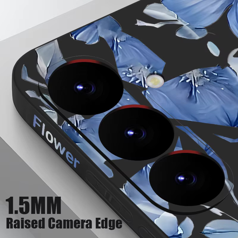 Samsung Handyhülle mit Blumen- und Pflanzenmuster in Grau für Galaxy S26 S25 S24 S23 S22 Ultra FE A57 A37 A56 A17 A16 A36 A55 A54 A15 als weiche Schutzhülle - Bild 2