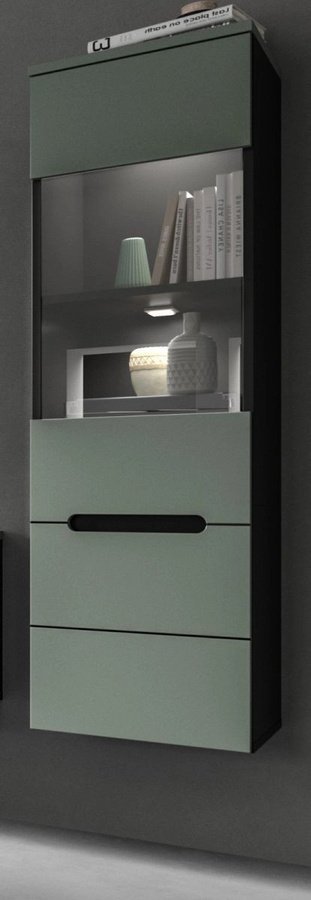 Vitrine Cooper von Inn.Furn in Salbei und Grau mit Glastüren, B: 36 cm, H: 125 cm - Bild 1