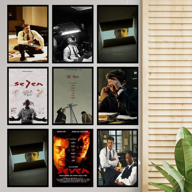 Seven Se7en Film Classic Anime Poster Wasserdichter Papieraufkleber für deine Wanddekoration in Mehrfarbig, B/H: 15 x 10 cm - Bild 1