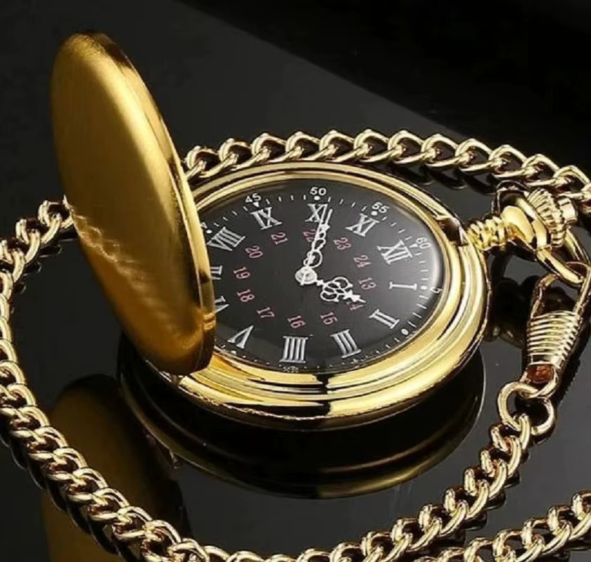Taschenuhr Quarz, Messing, Gold, Unisex - Bild 5