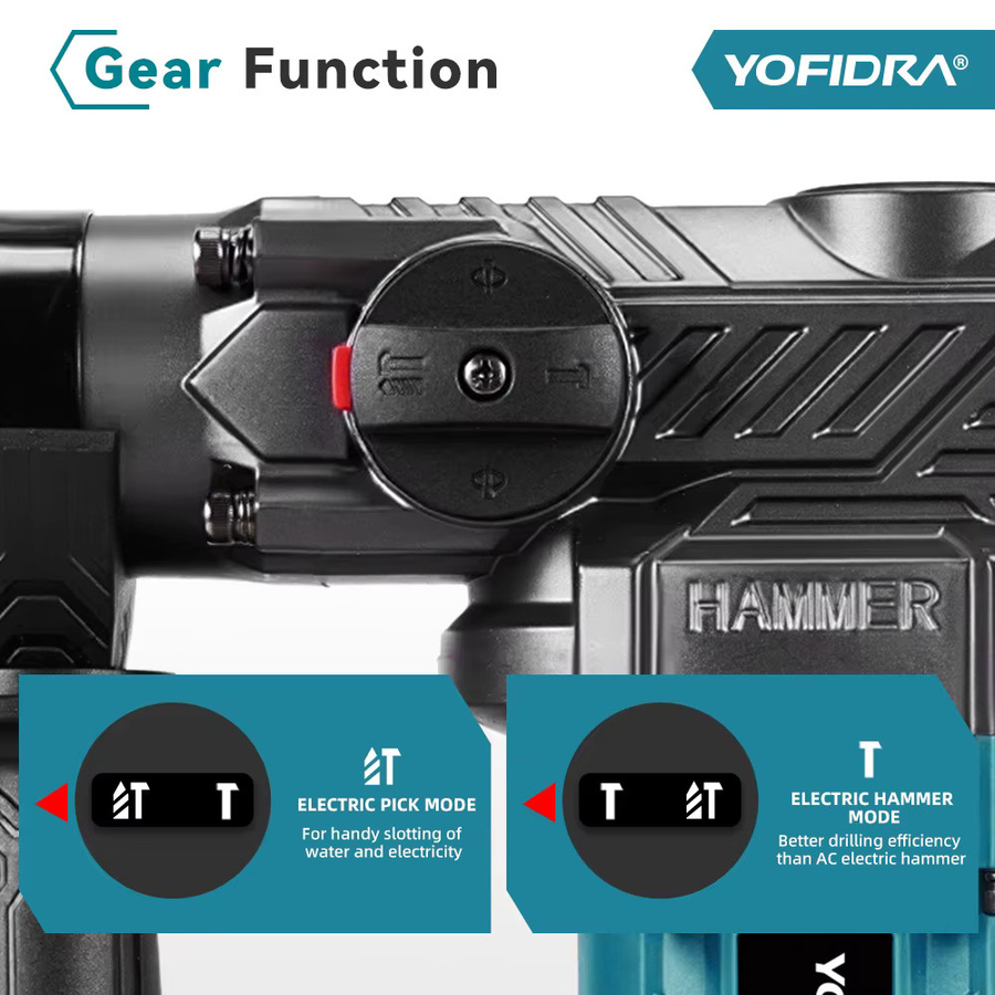 YOFIDRA 2200W Bürstenlose Schlagbohrmaschine und Multifunktions-Schraubendreher als Rotationswerkzeug für Makita 21V Akku - Bild 6