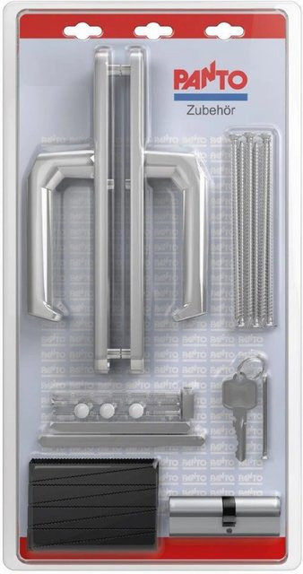 PANTO Griffgarnitur-Montage-Set Silber 72/8mm für Nebeneingangstür aus Aluminium - Bild 1