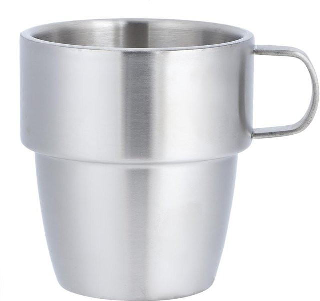 CosyHome Kaffeetasse aus 304 Edelstahl mit Doppelschicht-Isolierung und Henkel, Weiß, 300 ml - Bild 1