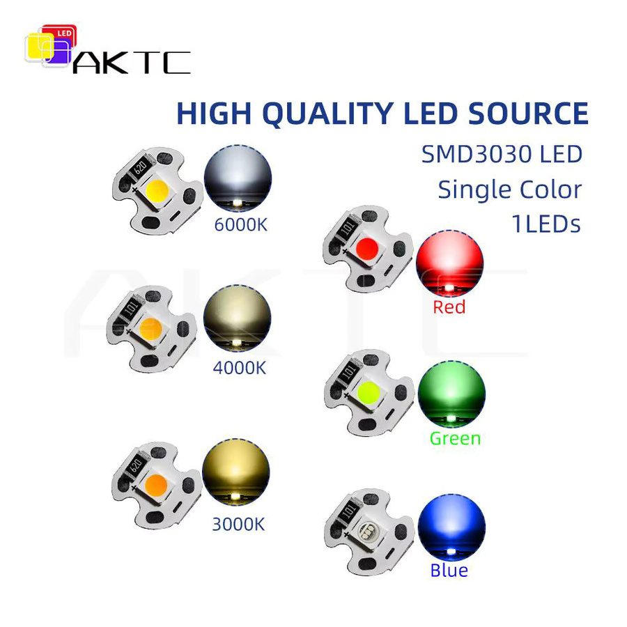 5er Set Ankatec DC LED Lichter mit Aluminium-Platte, SMD3030 Perlen, 1W, 9V-12V, Farben: Rot, Grün, Blau und Warmweiß - Bild 2