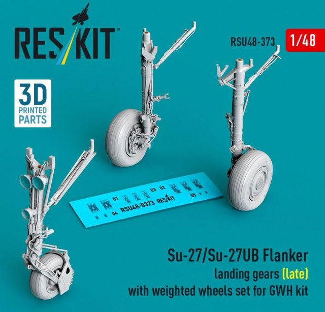 GWH Su-27/Su-27UB Flanker landing gears (late) with weighted wheels set, 3D Printed - Bild 1
