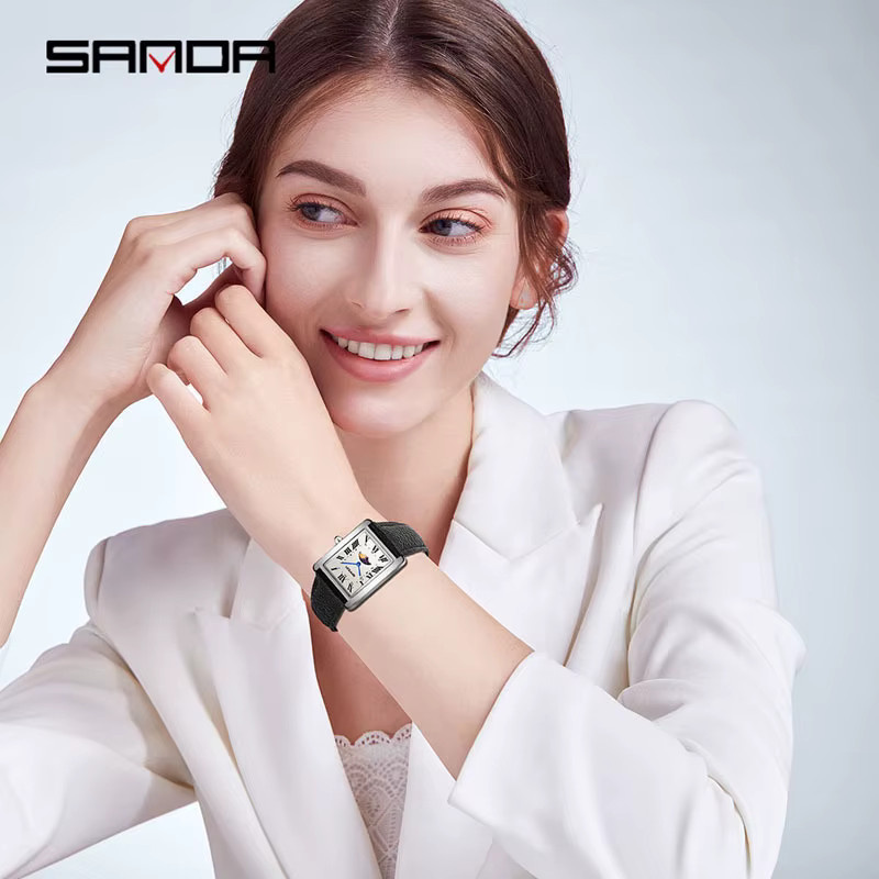 SANDA Armbanduhr Quarz, Messing, Roségold, Eckig, Damen - Bild 2