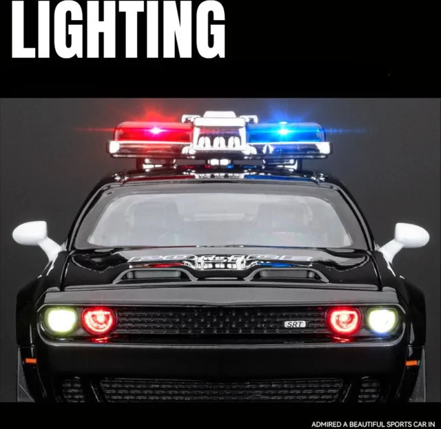 MAKEDA Polizei Auto Modell, Maßstab 1:32, Metall, mit Licht und Sound - Bild 1