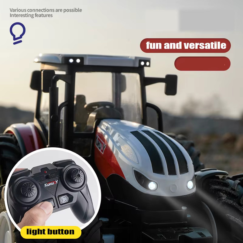 Kmoist RC Traktor Anhänger mit LED Scheinwerfer 1/24 Bauernhof Spielzeug - Bild 2