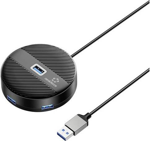 Renkforce USB-Hub RF-6266640 mit 4 USB-A 3.0 Ports und 5 GBit/s in Schwarz matt - Bild 1