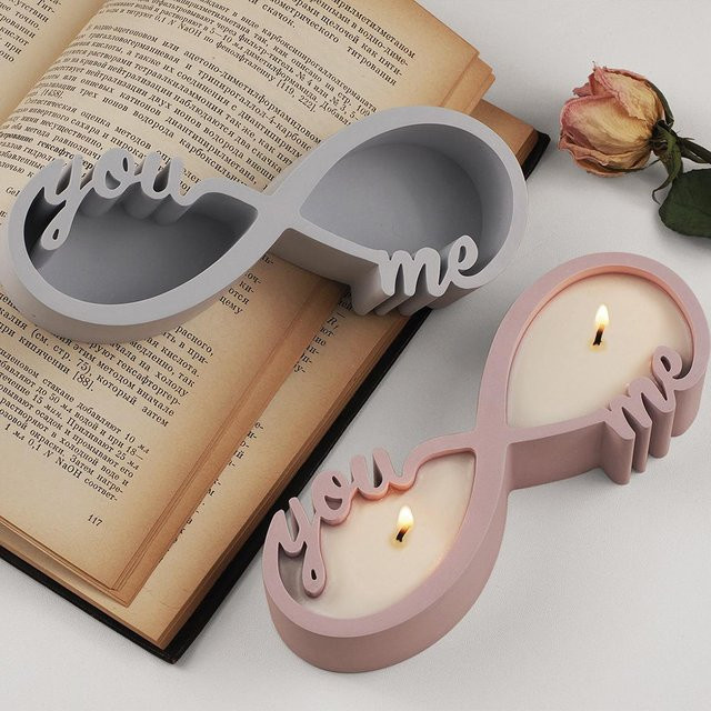 DIY YOU And ME Silikonform Eternal Love für Kerzenständer und Dekoartikel aus Gips oder Zement - Bild 1