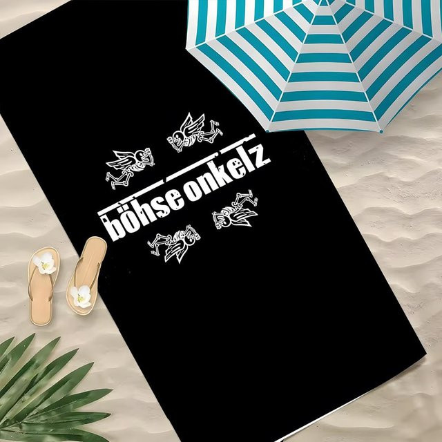 B-Bohse Onkelz Strandhandtuch aus Polyester, schnelltrocknend und sandfrei, Farbe: Weiß, B x H: 100 x 50 cm - Bild 1
