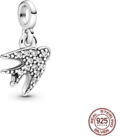 Allbestart Charms Mini Schwalbenperlen, 925 Silber, Weiß, Damen - Bild 1