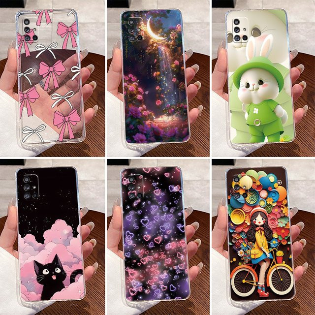 Samsung Galaxy A51 A515F A71 4G A715F/DS M51 Schutzhülle mit süßem Kaninchen Design aus transparentem TPU - Bild 1