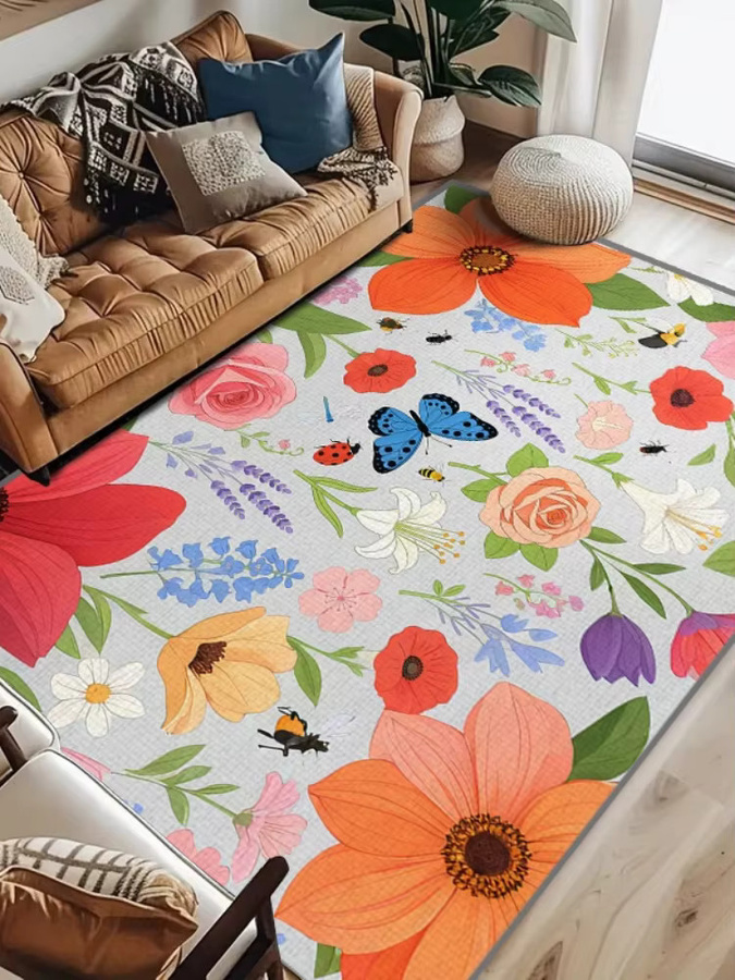 RAKKS Teppich mit Insektenmuster in Multicolour, moderner und rutschfester Teppich für Wohnzimmer und Schlafzimmer, waschbar, B/T: 60 x 40 cm - Bild 2