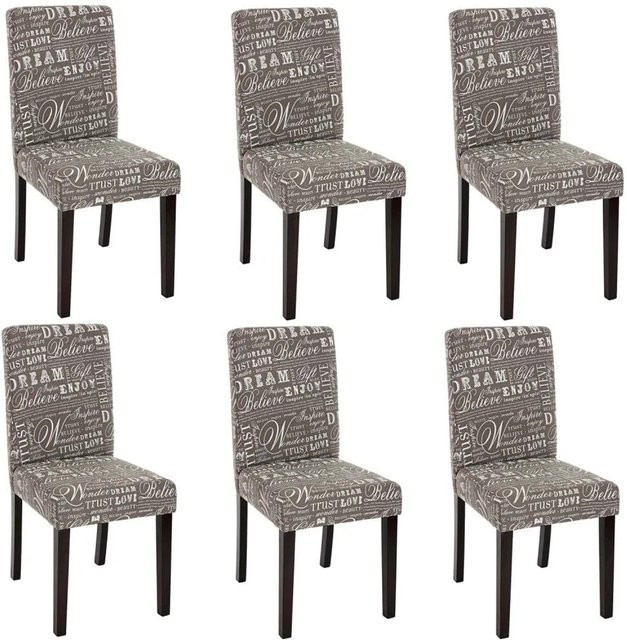 6er-Set MCW Esszimmerstühle Littau aus Textil mit Schriftzug in Grau - Bild 2