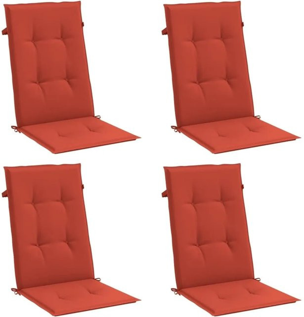 vidaXL Hochlehner-Auflagen 4er-Set aus Polyester in Rot Melange, B/T/H: 120 x 50 x 4 cm - Bild 1